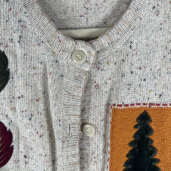 Vintage 90s Craft & Barrows Beige Autumn Grandma Wool Sweater Cardigan / Small - Picture 6 of 8